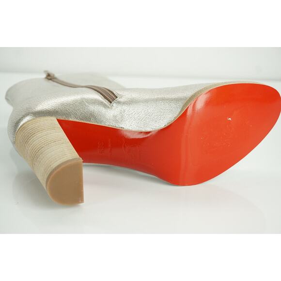 Christian Louboutin Adox Silver Leather Ankle Boots Size 36.5 Red Sole New $945 - Picture 8 of 12